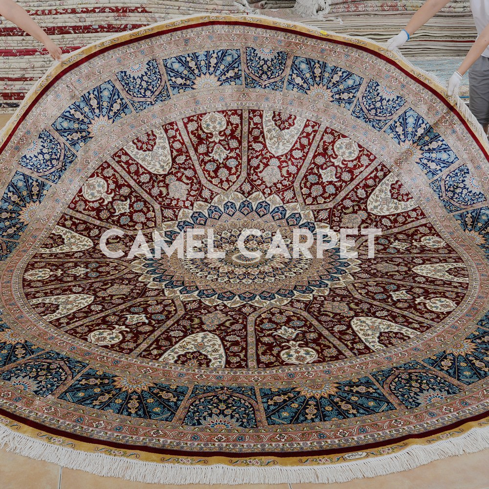 Red Silk Large Hand Woven Round Rugs.jpg